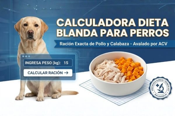 Calculadora dieta blanda para perros pollo y calabaza