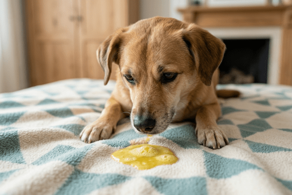 Mi perro vomita amarillo: causas de la bilis, qué hacer y cuándo preocuparse