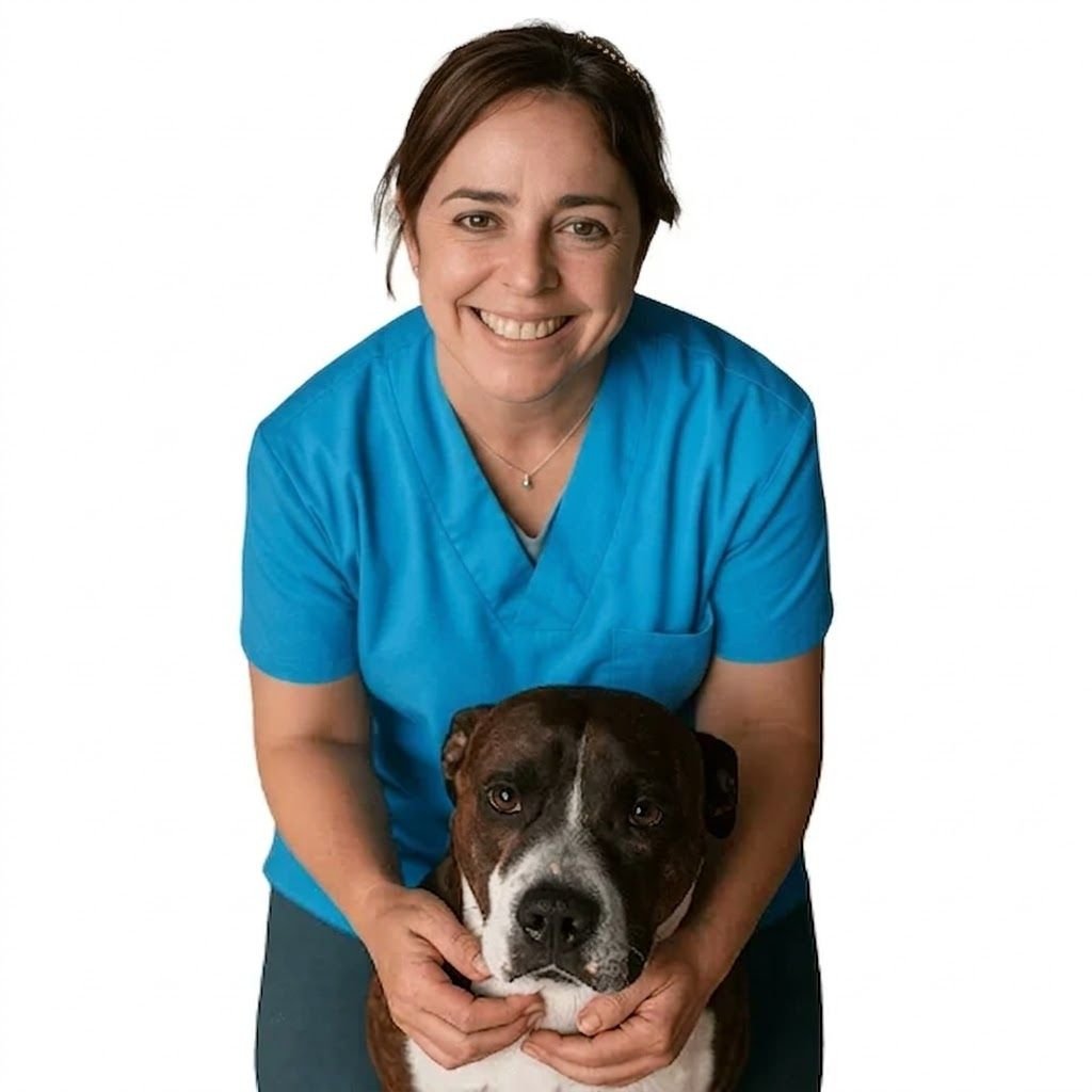 María Katiuska y su perra al inicio de su formación